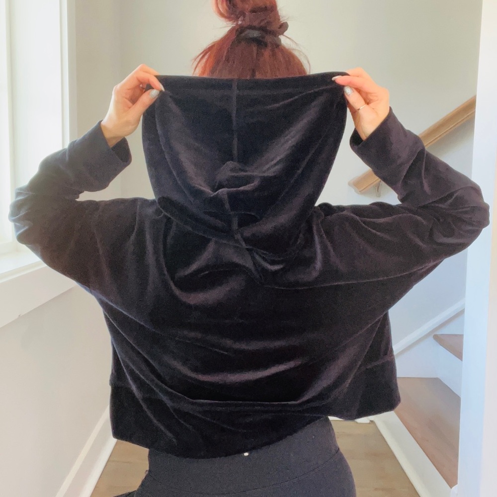 CALVIN KLEIN | Black Velour Hoodie Zip Up